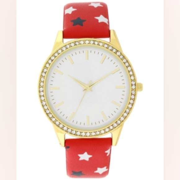Holiday Lane Women's Star Faux Leather Strap Watch 40mm - Picture 1 of 5